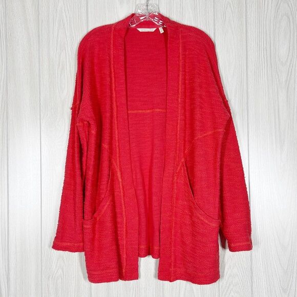 Soft Surroundings | Bright Pink 100% Cotton Open Front Cardigan Size Small - Picture 1 of 6